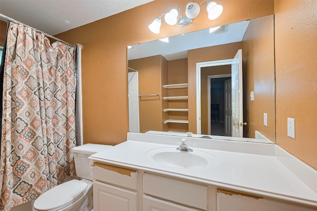 3803 Doveswood Cir, Needville, TX 77461 - full bath featuring vanity, a textured wall, and a shower with shower curtain
