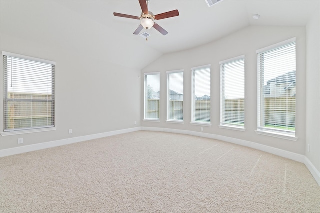 12722 Noble Fields Way, Cypress, TX 77433 - unfurnished room with vaulted ceiling, light colored carpet, and a ceiling fan