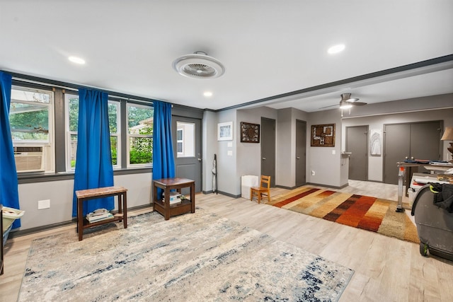 3101 Yost Blvd, Pearland, TX 77581 - interior space with wood finished floors, cooling unit, ceiling fan, and recessed lighting