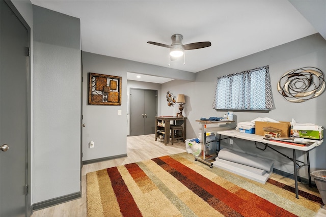 3101 Yost Blvd, Pearland, TX 77581 - office area featuring light wood-style flooring and a ceiling fan