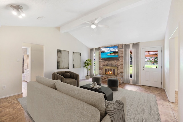 10314 Paintbrush Ln, Sugar Land, TX 77498 - living room with a brick fireplace and ceiling fan