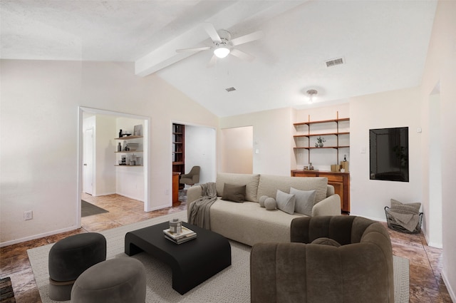 10314 Paintbrush Ln, Sugar Land, TX 77498 - living area featuring built in shelves and ceiling fan