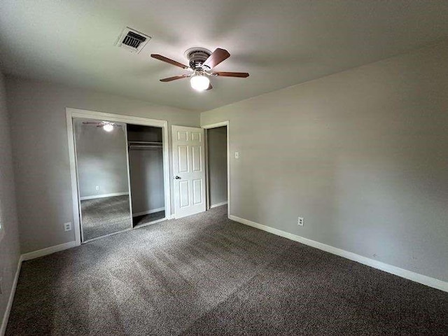 7717 Bigwood St, Houston, TX 77016 - unfurnished bedroom featuring carpet floors, a closet, and ceiling fan