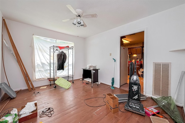 25107 Broughton St, Spring, TX 77373 - miscellaneous room with healthy amount of natural light, light wood-style flooring, and a ceiling fan