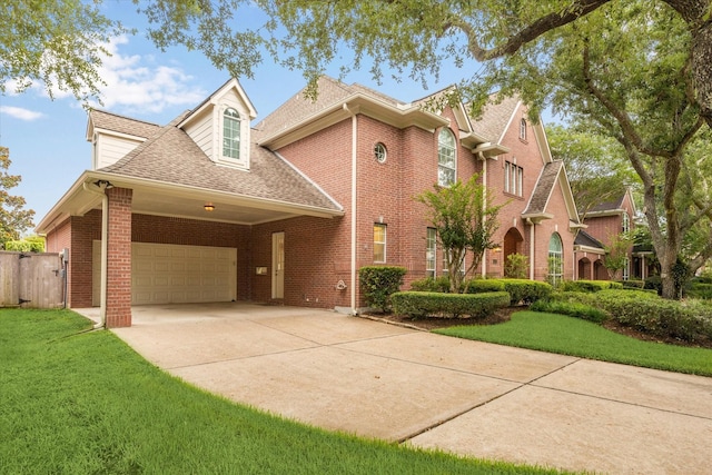 15411 Driftwood Oak Ct, Houston, TX 77059 - view of front of home with an attached garage, concrete driveway, brick siding, and roof with shingles