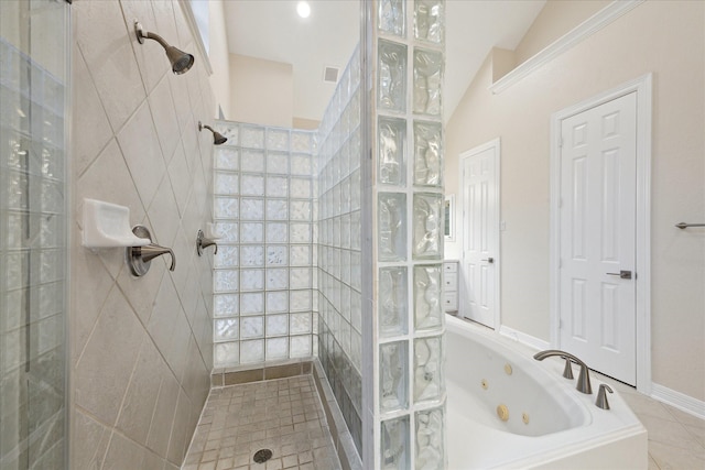 15411 Driftwood Oak Ct, Houston, TX 77059 - full bathroom with a tile shower and a jetted tub