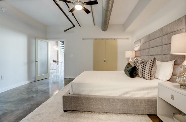 2000 Bagby St Unit 9420, Houston, TX 77002 - bedroom featuring concrete flooring, a ceiling fan, and a closet