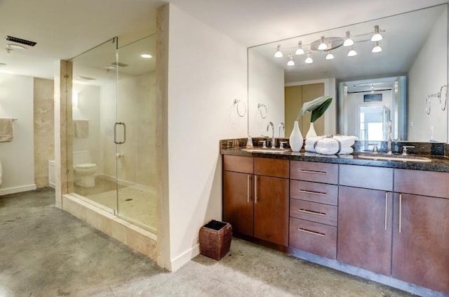 2000 Bagby St Unit 9420, Houston, TX 77002 - full bathroom with double vanity, a shower stall, and concrete flooring