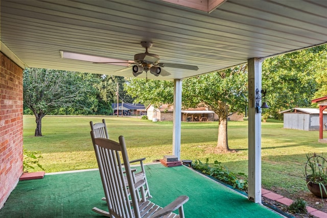 91 E Post Oak Ln, Shepherd, TX 77371 - view of patio featuring a ceiling fan