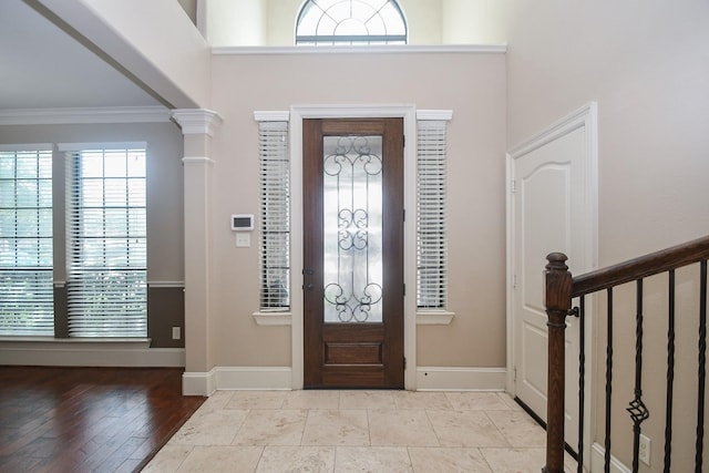 6034 Gracys Landing Ln, Katy, TX 77494 - foyer entrance featuring plenty of natural light and crown molding