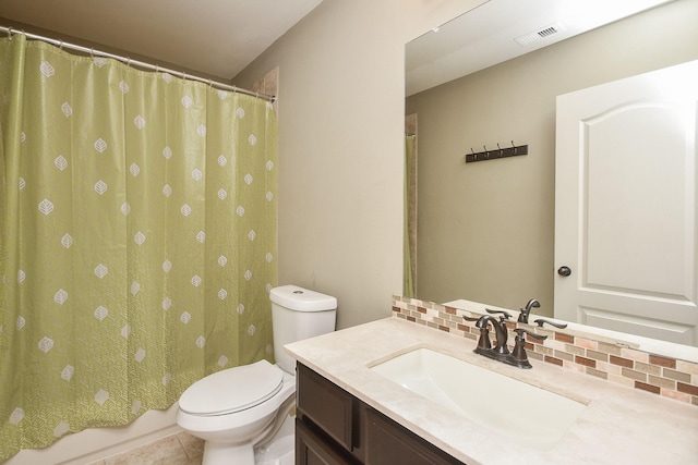 6034 Gracys Landing Ln, Katy, TX 77494 - bathroom with vanity, decorative backsplash, and tile patterned flooring