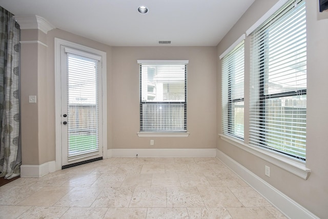 6034 Gracys Landing Ln, Katy, TX 77494 - unfurnished dining area featuring stone tile floors and recessed lighting
