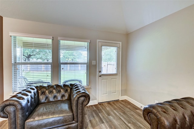 5311 Persimmon Pass, Richmond, TX 77407 - living area with wood finished floors and vaulted ceiling