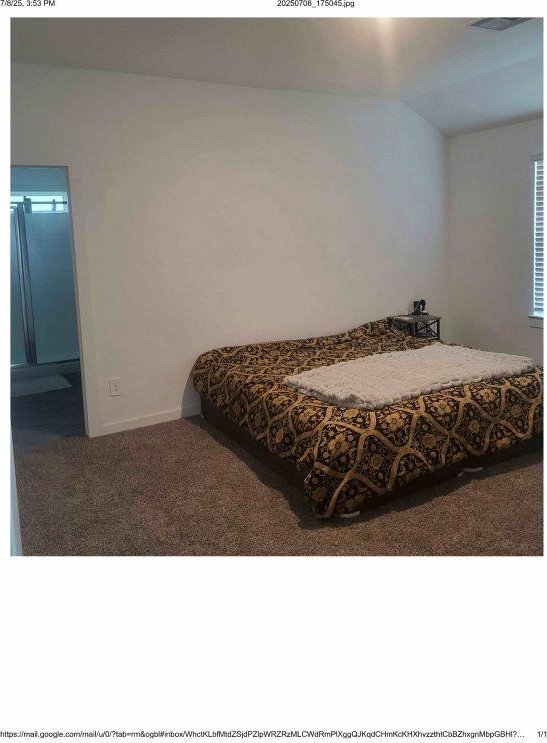 3914 Beltingham Bend Way, Fulshear, TX 77441 - bedroom with carpet floors and vaulted ceiling