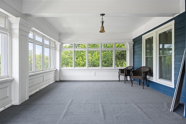 501 Branch St, Taylor, TX 76574 - sunroom / solarium featuring carpet floors and beam ceiling