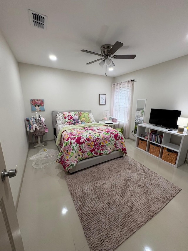 3237 Zircon Dr, Edinburg, TX 78541 - bedroom with a ceiling fan and tile patterned flooring