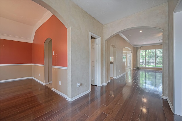 14610 Sandler Ct, Cypress, TX 77429 - corridor with hardwood / wood-style flooring and ornamental molding