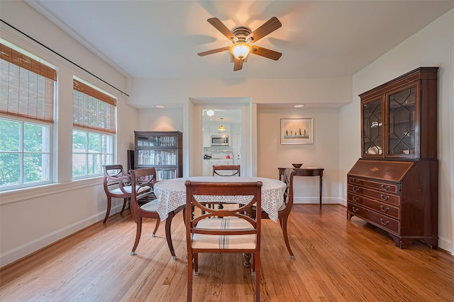 501 Gale St, Houston, TX 77009 - dining space featuring light wood-style flooring and a ceiling fan