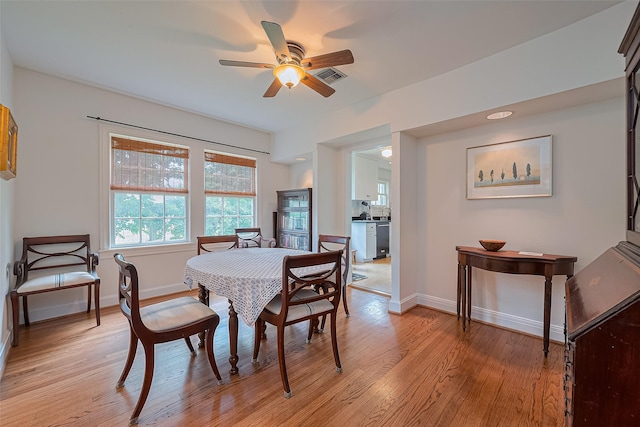 501 Gale St, Houston, TX 77009 - dining room with a ceiling fan and light wood-type flooring