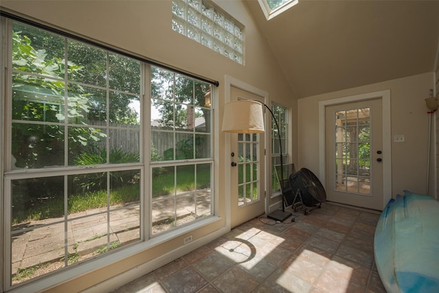 501 Gale St, Houston, TX 77009 - unfurnished sunroom with a skylight and lofted ceiling