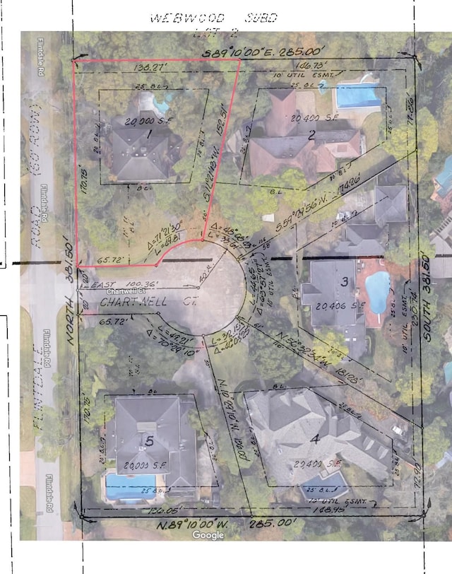 11622 Chartwell Ct, Bunker Hill Village, TX 77024 - aerial map of property and surrounding area featuring property parcel outlined
