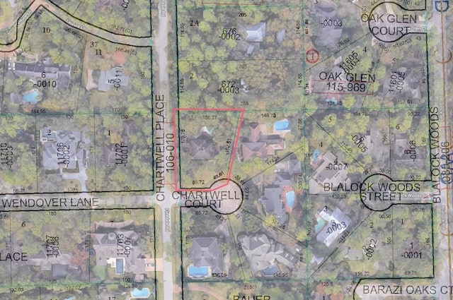 11622 Chartwell Ct, Bunker Hill Village, TX 77024 - aerial map of property and surrounding area featuring property parcel outlined