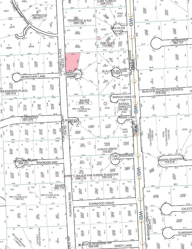 11622 Chartwell Ct, Bunker Hill Village, TX 77024 - map showing property parcels