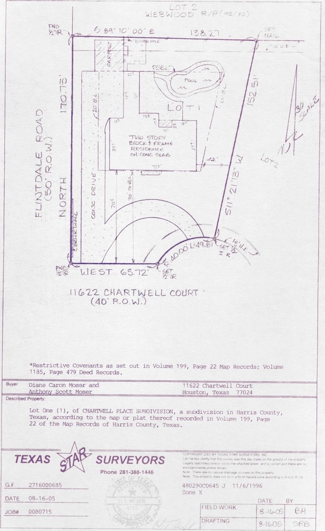 11622 Chartwell Ct, Bunker Hill Village, TX 77024 - survey map / technical document