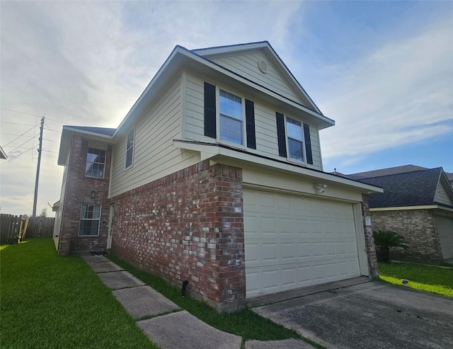9511 Alex Springs Ln, Houston, TX 77044 - view of side of home featuring an attached garage, asphalt driveway, and brick siding
