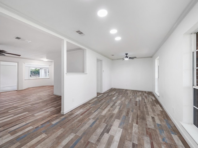5010 Riverview Dr, Alvin, TX 77511 - unfurnished room featuring a ceiling fan, wood finished floors, and recessed lighting
