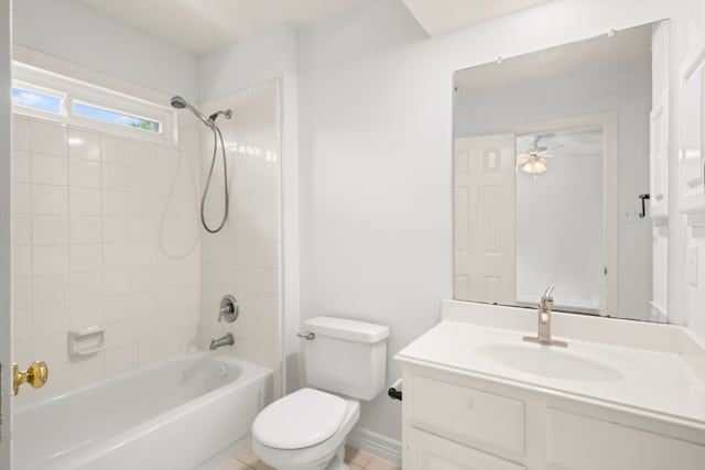 1922 Stormcroft Cir, Katy, TX 77450 - bathroom featuring shower / bath combination, vanity, and ceiling fan