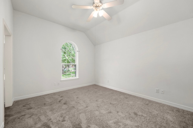1922 Stormcroft Cir, Katy, TX 77450 - spare room featuring carpet flooring, a ceiling fan, and vaulted ceiling
