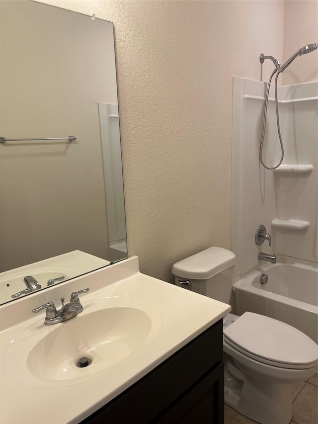 2135 Republic Way, Missouri City, TX 77489 - bathroom with vanity, shower / tub combination, and a textured wall