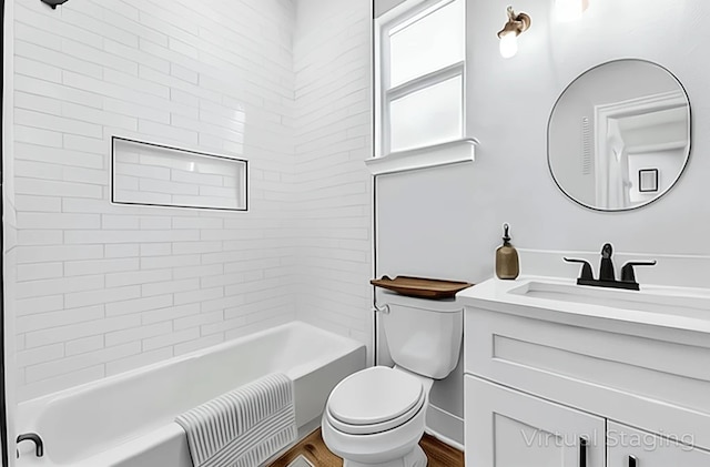 16362 Eastchase St, Montgomery, TX 77316 - bathroom with vanity, wood finished floors, and shower / tub combination
