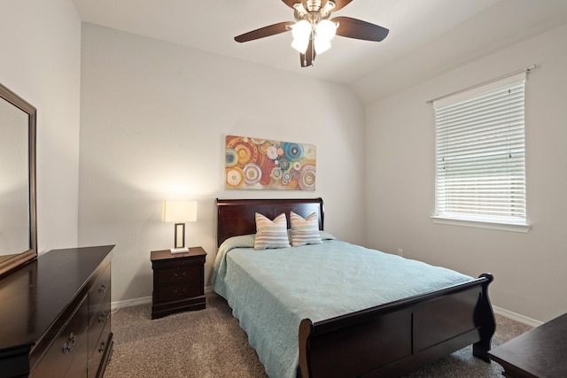 3426 Satton Ranch Ln, Fulshear, TX 77441 - bedroom with carpet, ceiling fan, and vaulted ceiling