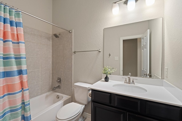 3426 Satton Ranch Ln, Fulshear, TX 77441 - full bath with a textured wall, shower / bathtub combination with curtain, and vanity