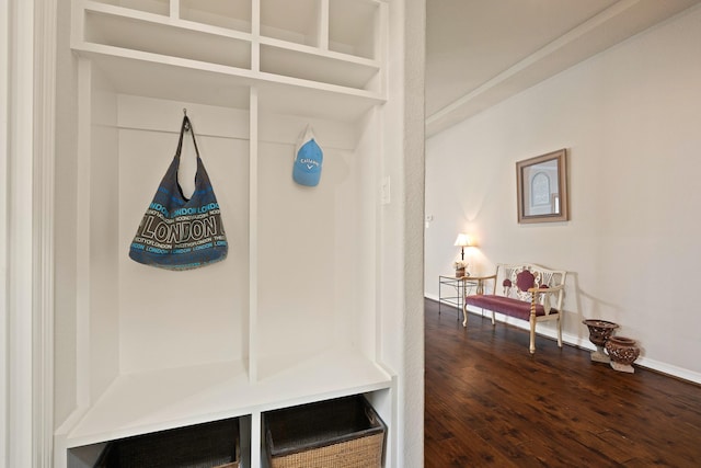 3426 Satton Ranch Ln, Fulshear, TX 77441 - mudroom with dark wood-type flooring and baseboards