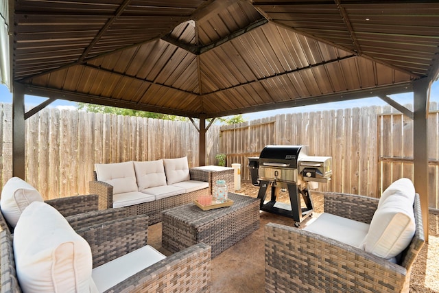 3426 Satton Ranch Ln, Fulshear, TX 77441 - view of patio with an outdoor hangout area, area for grilling, and a gazebo