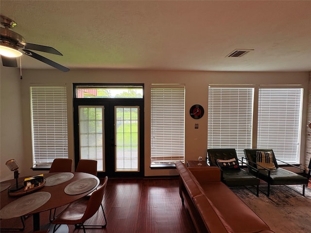 3244 Poe Dr, Montgomery, TX 77356 - dining room with wood finished floors and a ceiling fan