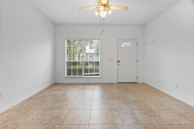 2930 Grants Lake Blvd Unit 2404, Sugar Land, TX 77479 - entryway with crown molding, a ceiling fan, and tile patterned floors