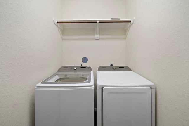 6406 Shadowbrook Hollow Trl, Katy, TX 77493 - laundry area with washing machine and dryer and a textured wall