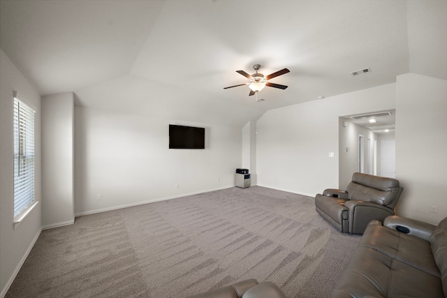 6406 Shadowbrook Hollow Trl, Katy, TX 77493 - unfurnished living room featuring ceiling fan, carpet, and lofted ceiling