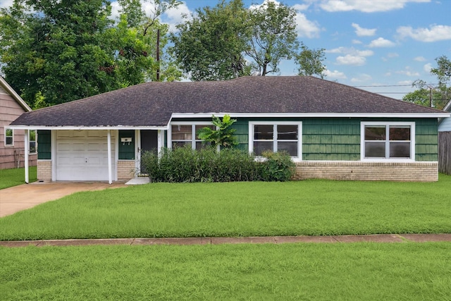 8510 Montridge Dr, Houston, TX 77055 - single story home featuring a front lawn, driveway, an attached garage, and roof with shingles