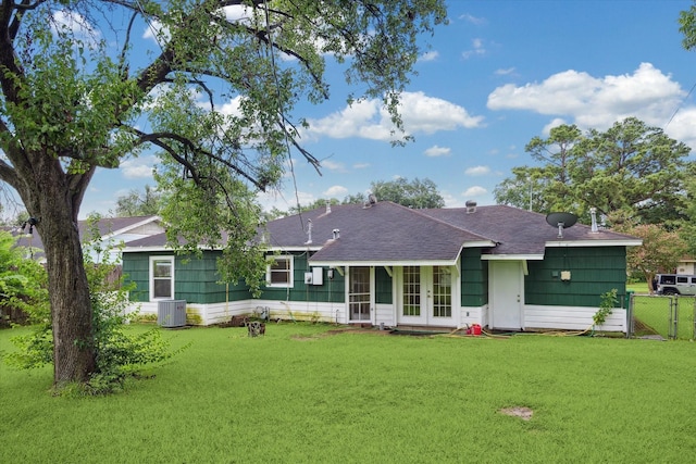 8510 Montridge Dr, Houston, TX 77055 - rear view of property with french doors, a gate, and roof with shingles