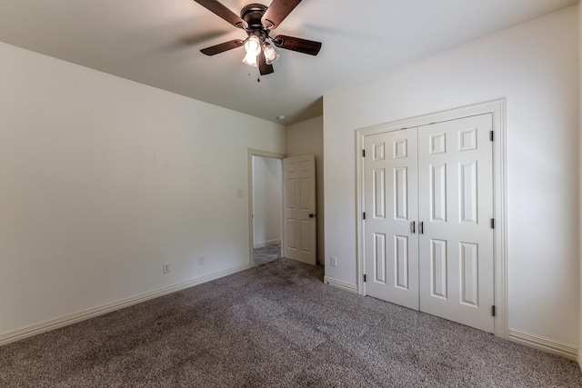 104 Drexal Dr, Huntsville, TX 77340 - unfurnished bedroom with carpet flooring, a closet, and ceiling fan