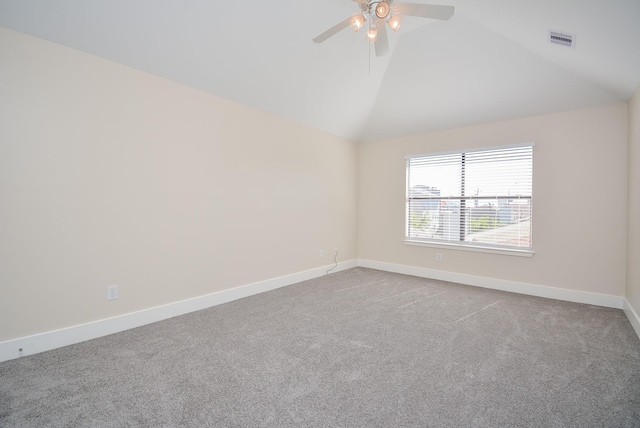9703 Riddlewood Ln, Houston, TX 77025 - carpeted empty room featuring ceiling fan and vaulted ceiling