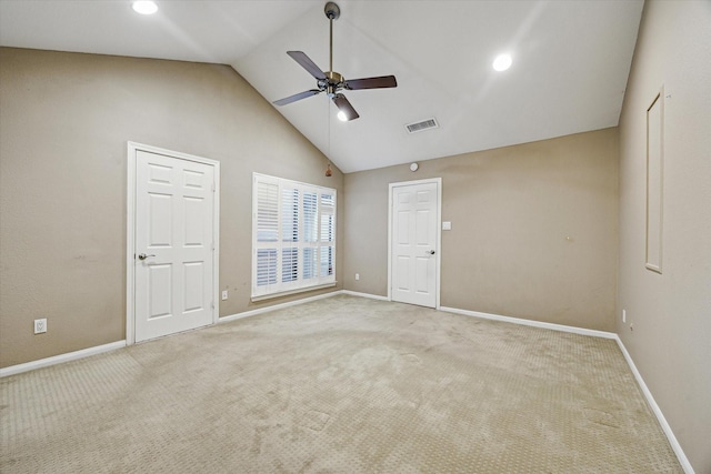 7447 Cambridge St Unit 15, Houston, TX 77054 - carpeted empty room with ceiling fan and high vaulted ceiling