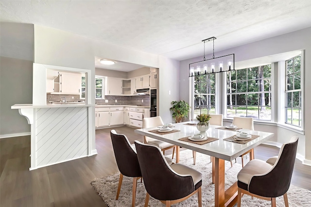 387 Hackberry Dr, Onalaska, TX 77360 - dining space featuring baseboards and dark wood-style flooring