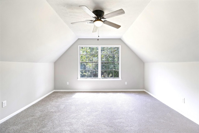 387 Hackberry Dr, Onalaska, TX 77360 - bonus room featuring carpet flooring, ceiling fan, and lofted ceiling