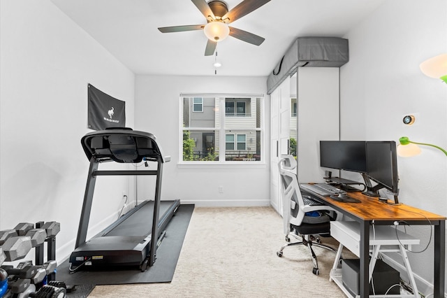 2753 Clinton Dr, Houston, TX 77020 - office with a ceiling fan and light carpet